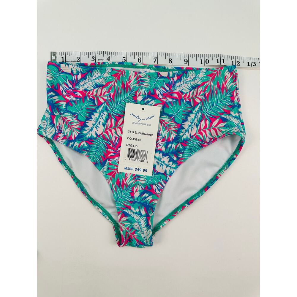 NWT Poetry in Ocean Tropical Long Sleeve Bikini Set Bright Palm Juniors Size M - Picture 10 of 11
